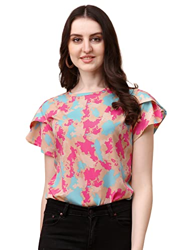 Wedani Women's Casual Short Sleeves Round Neck Foral Top