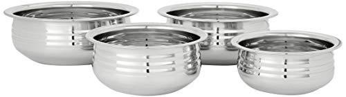 Amazon Brand - Solimo Stainless Steel Urli Set (Silver, 750ml, 1100ml, 1500ml and 1900ml) 4 pieces