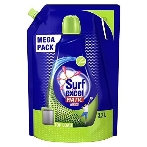 Surf Excel Matic Top Load Liquid Detergent 3.2 L Refill, Designed for Tough Stain Removal on Laundry in Washing Machines - Mega Pack