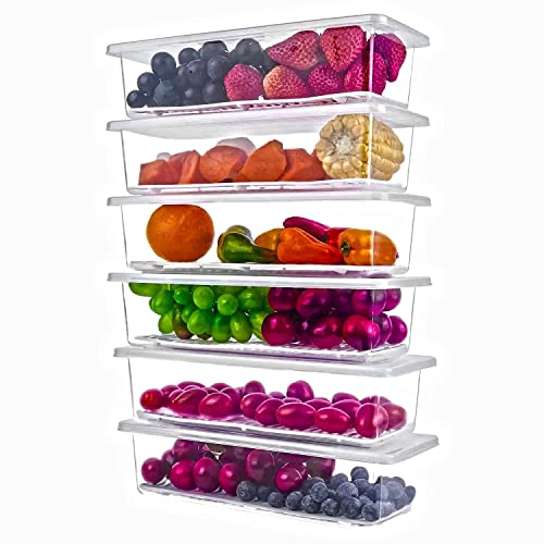 Hilosofy™ Fridge Storage Boxes (Pack of 4), Fridge Organizer Removable Drain Plate Tray Keeps Fruits, Vegetables, Meat, Fish Fresh Longer (1500 ML, polypropylene)