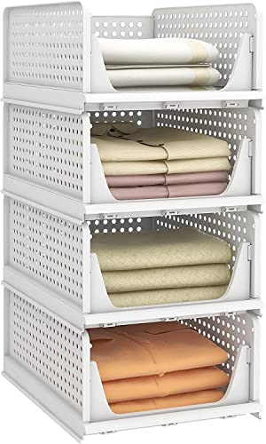 JD Fresh 4 Pieces Clothes Organizer For Wardrobe Cupboard Organizer For Clothes Foldable & Stackable Closet Organizer Drawer Organizer For Clothes, Almirah Space Organizer For Cupboard, Polypropylene