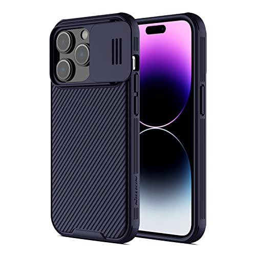 Nillkin Polycarbonate For Iphone 14 Pro Case With Slide Camera Cover, Full Around Protection, [Anti-Fingerprint, Carbon Fiber Texture Anti-Scratch], Slim Shockproof Protective Case 6.1