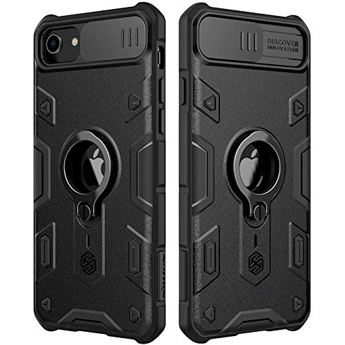 Nillkin Wefor Metal Iphone Se 2022 Case Iphone Se 2020 Case - Iphone Se 2Nd Gen, Iphone 8/7 Case Military Grade With Stand Kickstand Ring And Slide Camera Cover, Camshield Armor Case, Black