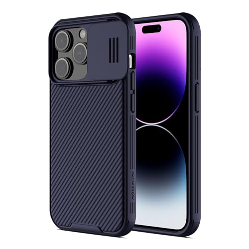 Nillkin for iPhone 14 Pro Max Case with Sliding Camera Cover,[Full Around Protection],[Anti-Fingerprint],[Carbon Fiber Texture Anti-Scratch],Slim Shockproof Protective 6.7