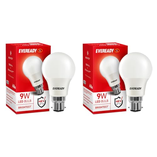 Eveready 9W LED Light Bulb| Cool Day Light (6500K) |Pack of 2|Energy Efficient| 4kv Surge Protection |100 Lumens per watt, B22